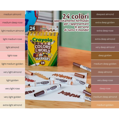 Crayola Colours Of The World Pack Of 24 Colours For Skin Tones - Washable Markers