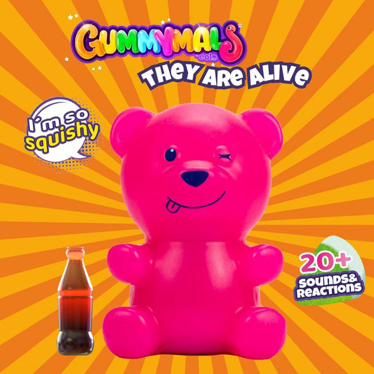 Gummymals Squishy Gummy Interactive Pet Bear with 10 Reactions & Sounds - Pink