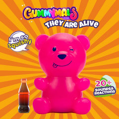 Gummymals Squishy Gummy Interactive Pet Bear with 10 Reactions & Sounds - Pink