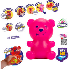 Gummymals Squishy Gummy Interactive Pet Bear with 10 Reactions & Sounds - Pink