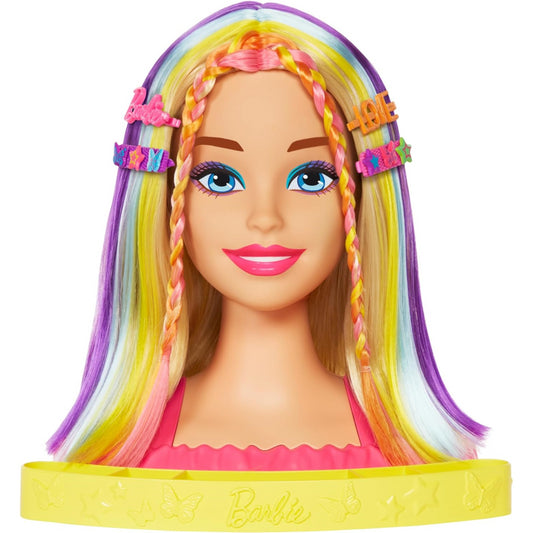 Barbie Colour Reveal Styling Head Straight Blonde Neon Rainbow Hair