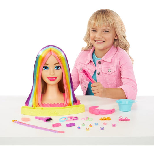 Barbie Colour Reveal Styling Head Straight Blonde Neon Rainbow Hair