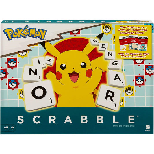 Scrabble Pokemon Word Board Game Includes 50 Challenge Cards