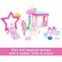 Barbie Chelsea Doll and Baby Pegasus Playset Toy Set with Bunny