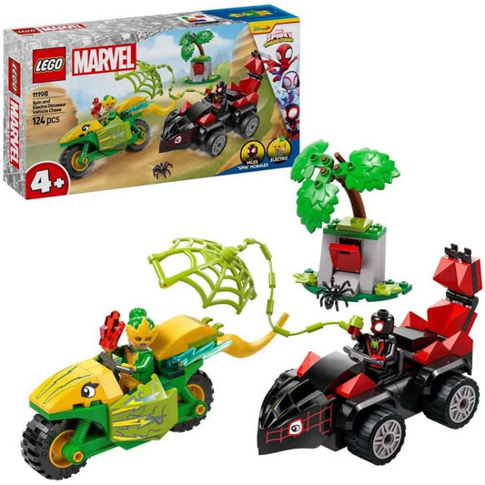 Lego Marvel 11198 Spin And Electro Dinosaur Vehicle Chase 2 Mini Figures Playset