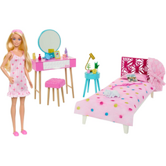 Barbie Doll And Bedroom Furniture Playset 20+ Storytelling Accessories