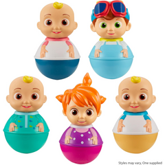 Cocomelon Weebles Wobbles Baby Toy - JJ In Pink Sleeve Blue Bottom Figure