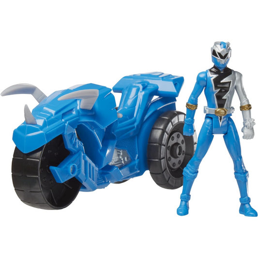 Power Rangers Tricera Dino Fury Figure & Vehicle Battle Rider (Blue) Rip N Go