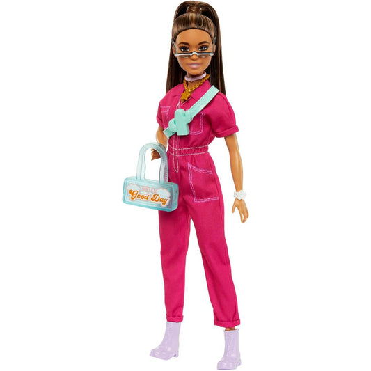 Barbie Fashionistas Doll with Pink Jumpsuit Brown Hair and High Pony Tail