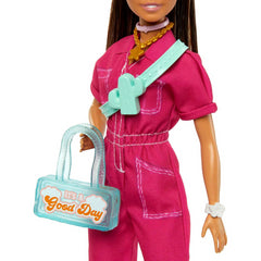 Barbie Fashionistas Doll with Pink Jumpsuit Brown Hair and High Pony Tail