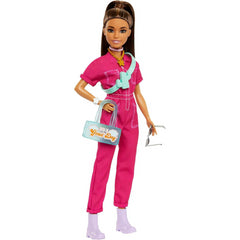 Barbie Fashionistas Doll with Pink Jumpsuit Brown Hair and High Pony Tail