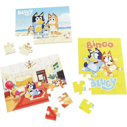 Bluey 3 Wood Puzzles Jigsaw Bundle with Storage Tray