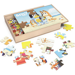 Bluey 3 Wood Puzzles Jigsaw Bundle with Storage Tray