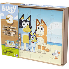 Bluey 3 Wood Puzzles Jigsaw Bundle with Storage Tray