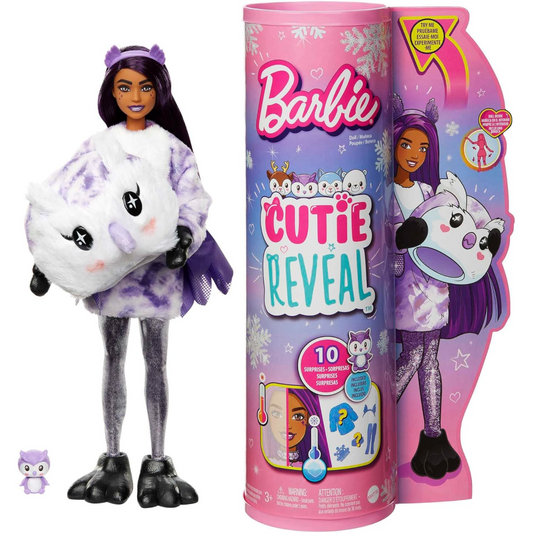 Barbie Cutie Reveal Doll 10 Surprises Winter Snowflake Series - Owl