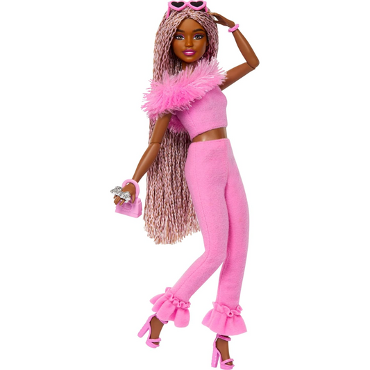 Barbie Deluxe Style Doll in Barbiecore Dress - Soft Pink Jumpsuit & Braided Hair