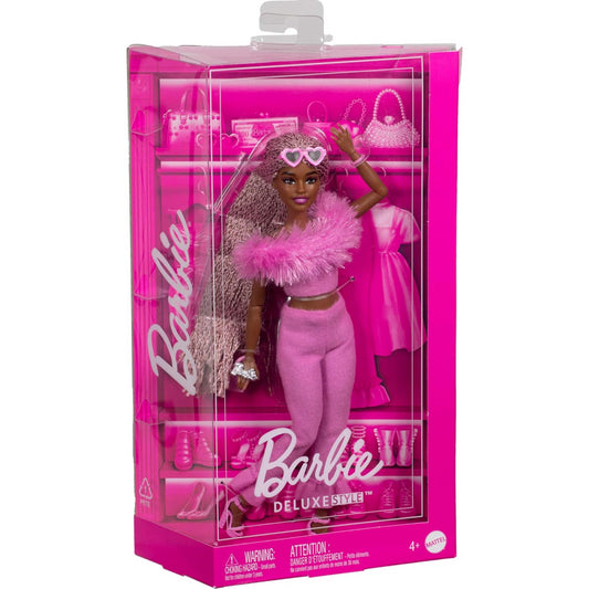 Barbie Deluxe Style Doll in Barbiecore Dress - Soft Pink Jumpsuit & Braided Hair