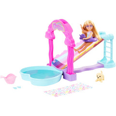 Barbie Chelsea Rainbow Water Slide Playset with Doll Dog & Accessories