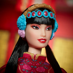 Barbie Signature Lunar New Year Doll in Red Floral Robe Peking Opera Accessories