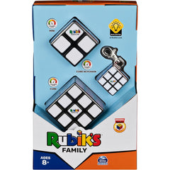 Rubiks Family Pack of 3 Puzzles - Large and Mini Cube and Keychain Cube