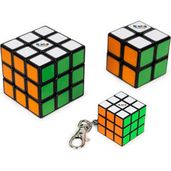 Rubiks Family Pack of 3 Puzzles - Large and Mini Cube and Keychain Cube