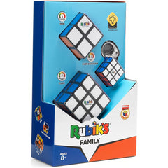 Rubiks Family Pack of 3 Puzzles - Large and Mini Cube and Keychain Cube