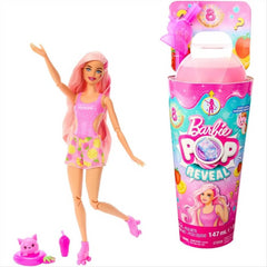 Barbie Pop Reveal Fruit Series Colour Changing Doll with Pink Hair - Strawberry Lemonade