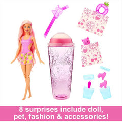 Barbie Pop Reveal Fruit Series Colour Changing Doll with Pink Hair - Strawberry Lemonade