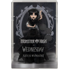 Monster High Wednesday Rave N Wednesday Doll with Black Gown and Stand