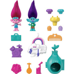 Polly Pocket DreamWorks Trolls Compact Playset with Poppy and Branch Dolls