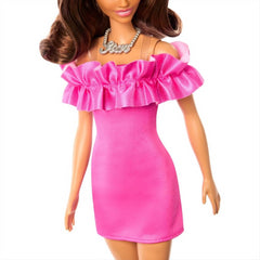 Barbie Fashionista Doll 65th Anniversary #217 Pink Dress and Brown Wavy Hair