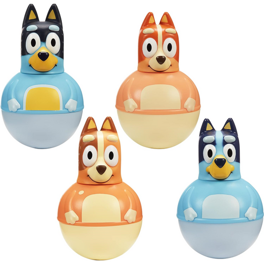 Bluey Set of 4 Weebles Toys - Bluey, Bingo, Chilli and Bandit Figures