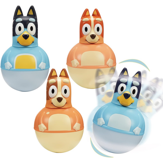 Bluey Set of 4 Weebles Toys - Bluey, Bingo, Chillia and Bandit Figures