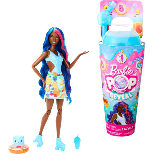 Barbie Pop Reveal Fruit Series Colour Changing Doll with Blue Hair - Fruit Punch