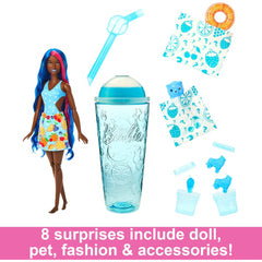 Barbie Pop Reveal Fruit Series Colour Changing Doll with Blue Hair - Fruit Punch