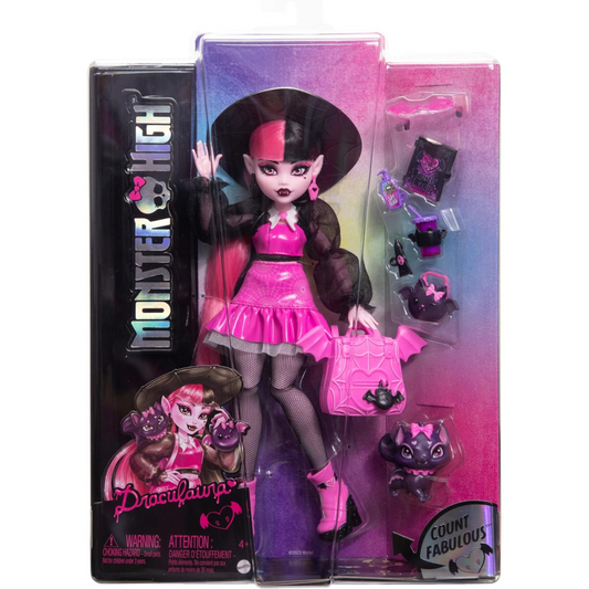 Monster High Draculaura Core Doll with Pet Bat-Cat Count Fabulous