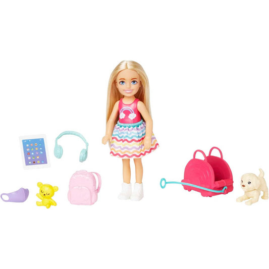 Barbie Chelsea Doll and Accessories Travel Set with Puppy and 6 Pieces