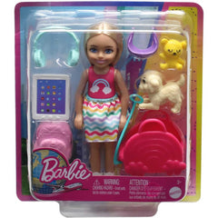 Barbie Chelsea Doll and Accessories Travel Set with Puppy and 6 Pieces