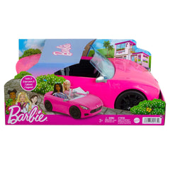 Barbie Convertible 2-Seater Vehicle Pink Car with Rolling Wheels & Details