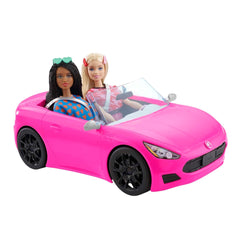 Barbie Convertible 2-Seater Vehicle Pink Car with Rolling Wheels & Details