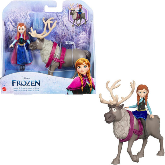 Disney Frozen Toys Anna & Sven Posable Small Doll and Reindeer