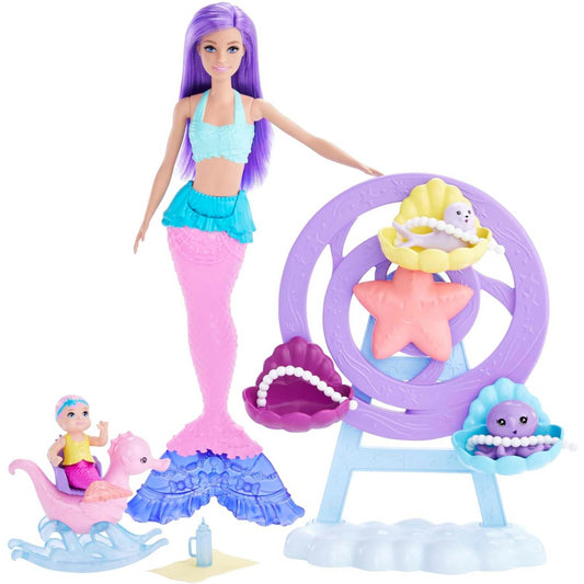 Barbie Mermaid Doll with Purple Hair Playset - Merbaby Octopus Seal