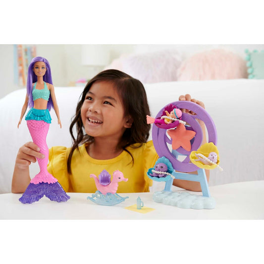 Barbie Mermaid Doll with Purple Hair Playset - Merbaby Octopus Seal