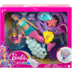 Barbie Mermaid Doll with Purple Hair Playset - Merbaby Octopus Seal