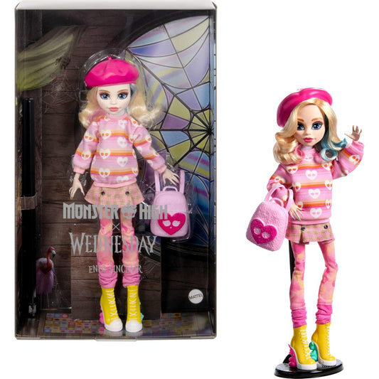 Monster High Wednesday Enid Sinclair Doll with Pink Fashion Beret and Stand