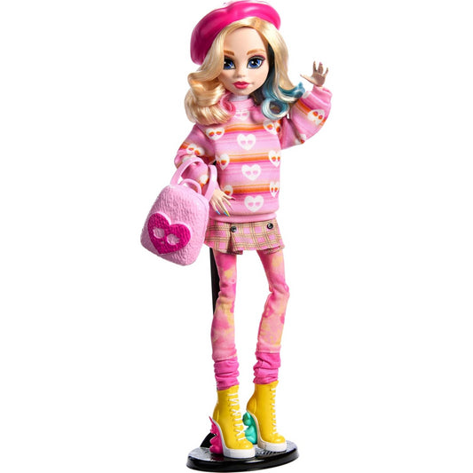 Monster High Wednesday Enid Sinclair Doll with Pink Fashion Beret and Stand