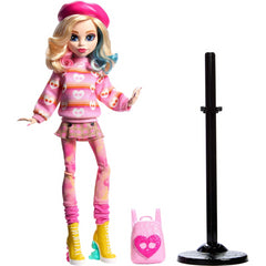 Monster High Wednesday Enid Sinclair Doll with Pink Fashion Beret and Stand