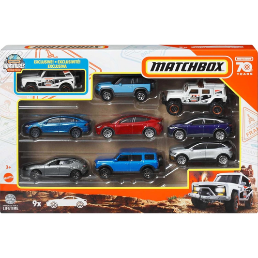 Matchbox Adventures World Tour 9-Pack 70 Years Edition Car Set