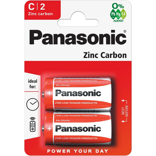 Panasonic C Size Battery Zinc Carbon - 2 pack