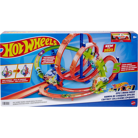 Hot Wheels Action Epic Crash Dash with 5 Zones and 1 Included 1:64 Toy Car